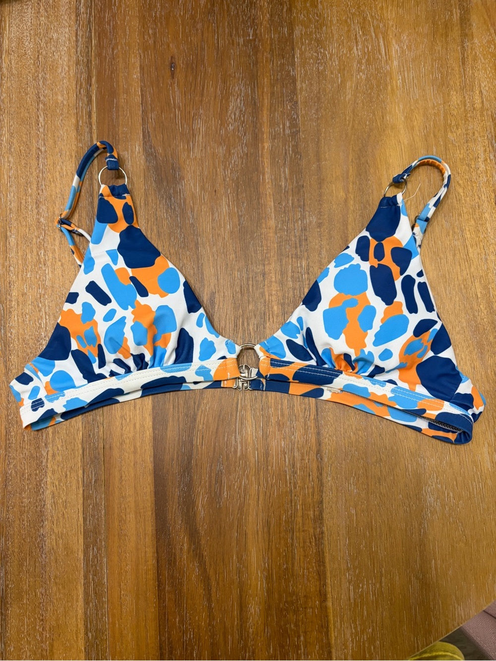 Abstract Blue & Orange Bikini Top
